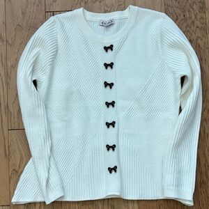 Nanette Lepore Ivory Sweater with Black Bows